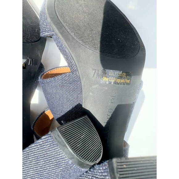 Indigo Rd Denim Bow Heel Sandals Women’s Size 7M Blue Open Toe Summer Shoes - Picture 9 of 9